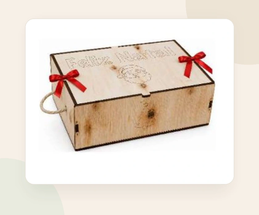 Caixa de presente Feliz Natal com laços vermelhos